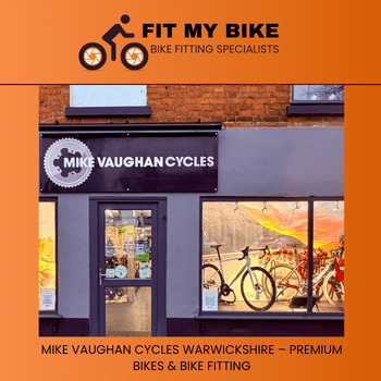 A shop front with bicycles in the window